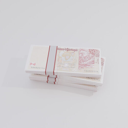 500 Portuguese Escudo Currency Low-poly 3D model