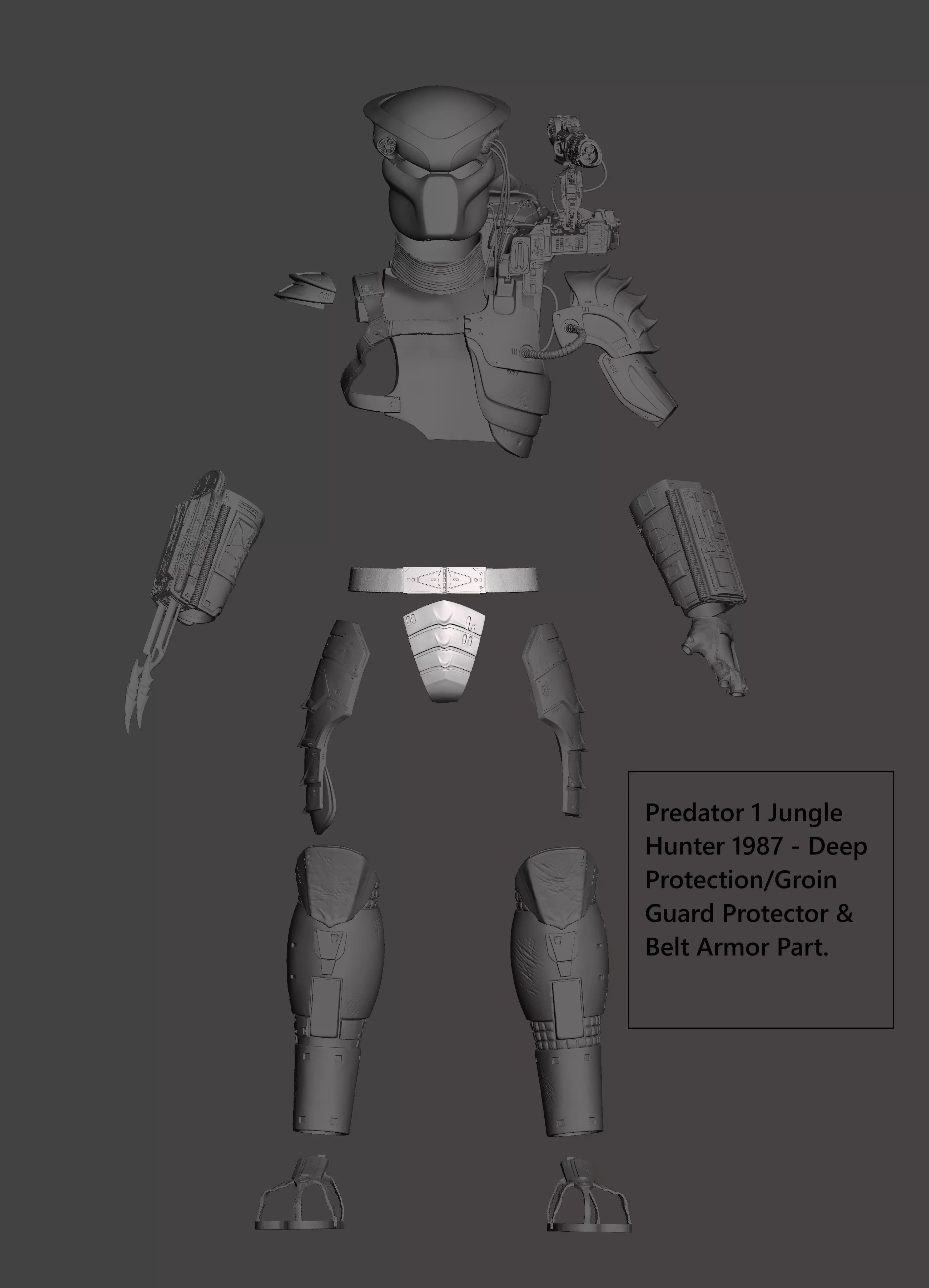Predator 1987 Jungle Hunter Belt Deep Protection Groin Guard  3D print model_0