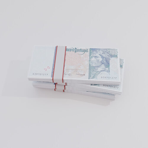 2000 Portuguese Escudo Currency Low-poly 3D model