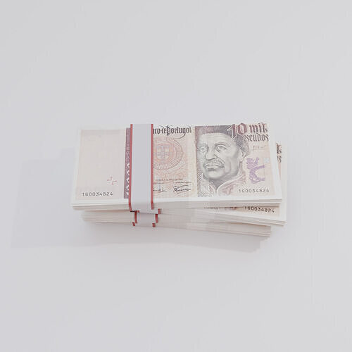 10000 Portuguese Escudo Currency Low-poly 3D model