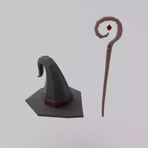 Wizard hat and wand
