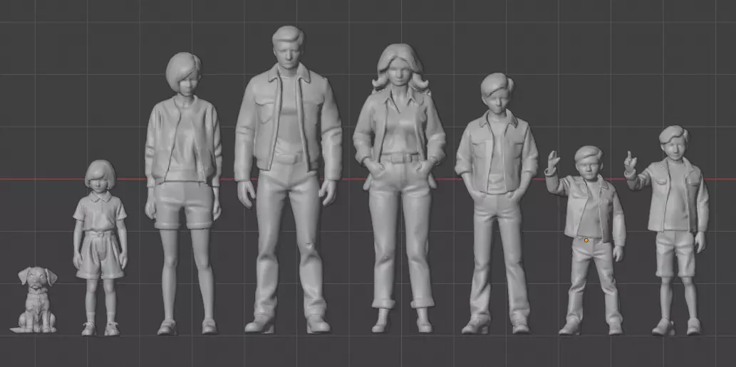 Modern family group 8 models 3D print model_0