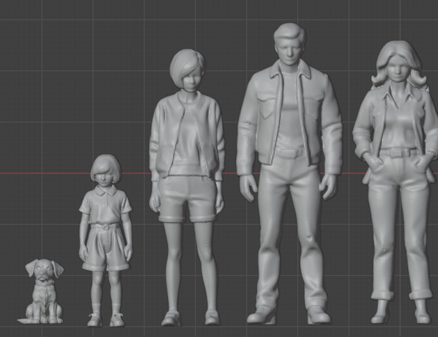 Modern family group 8 models 3D print model_2