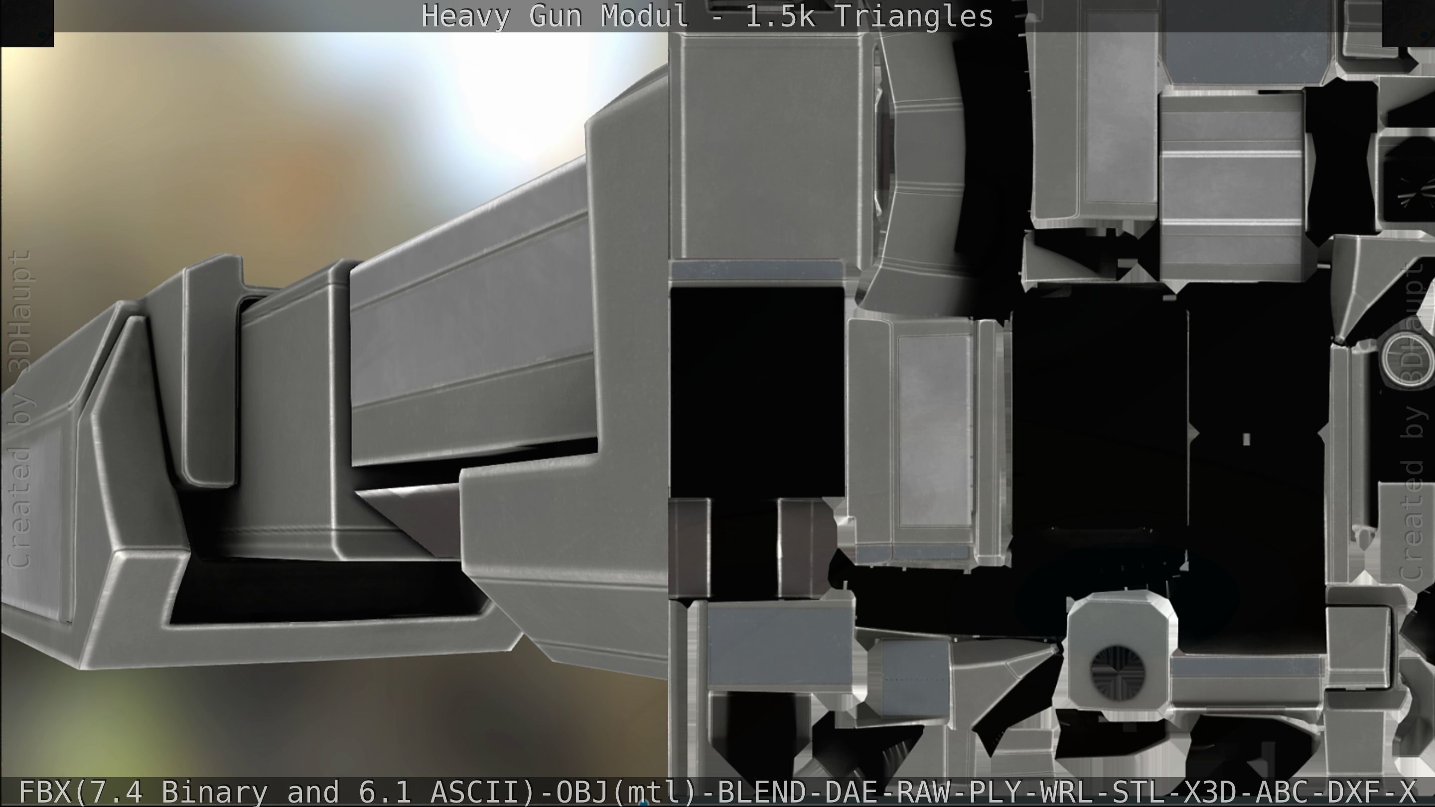 Heavy Gun Modul Animated Low-poly 3D model_150