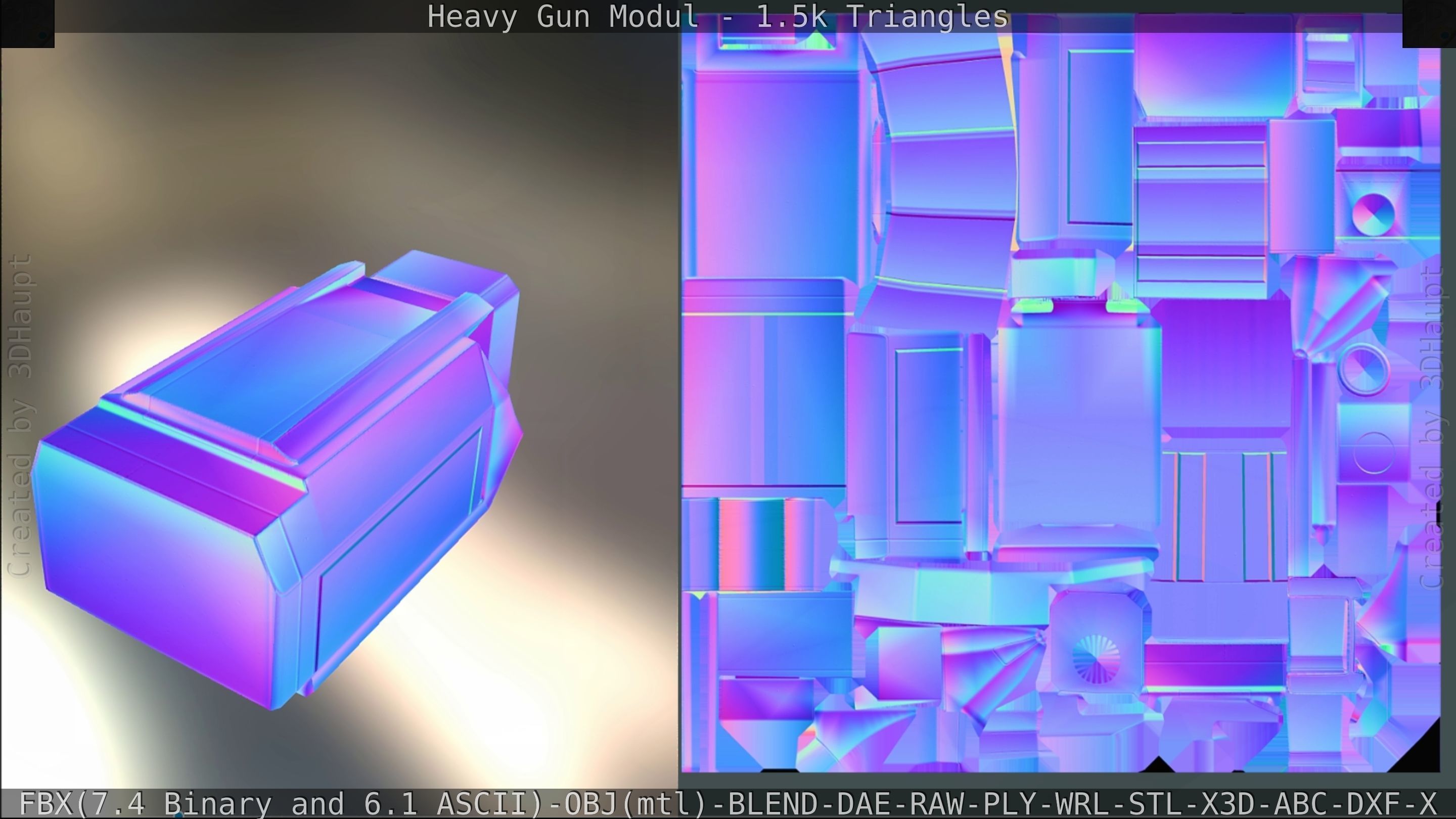 Heavy Gun Modul Animated Low-poly 3D model_190