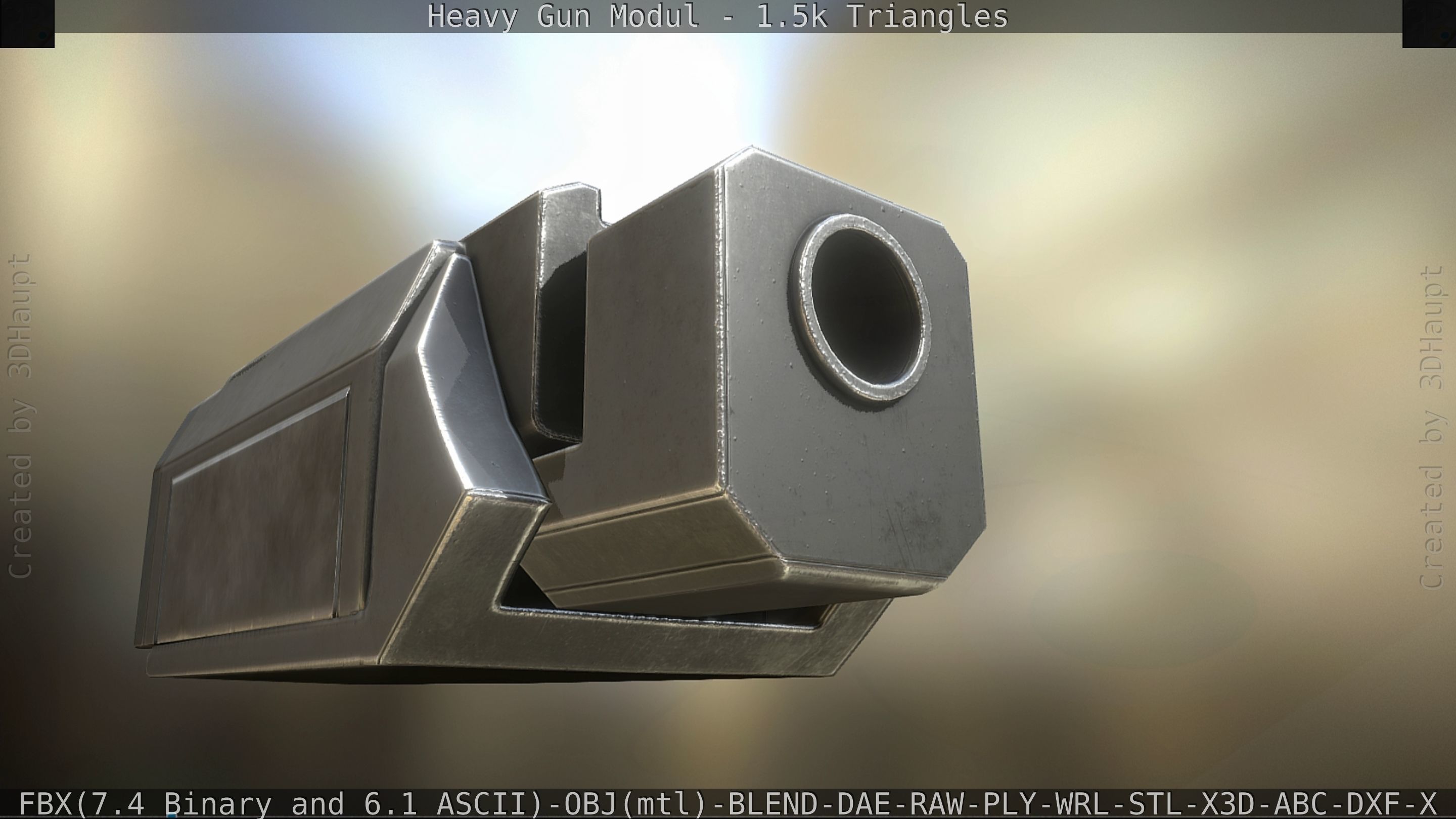 Heavy Gun Modul Animated Low-poly 3D model_19