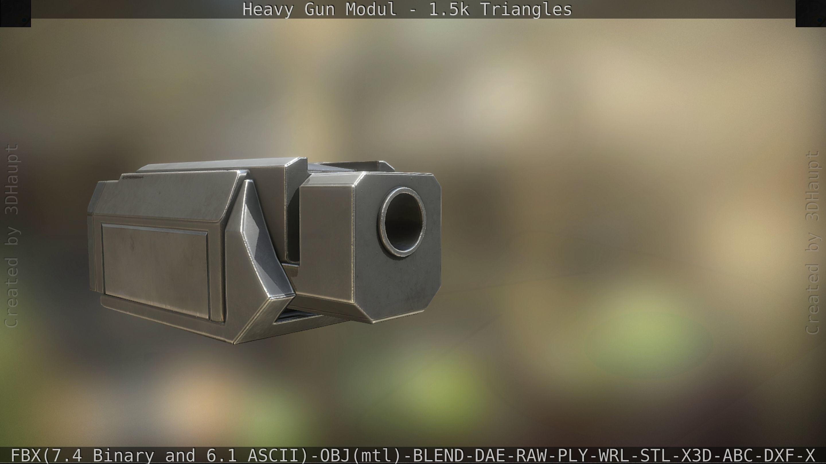 Heavy Gun Modul Animated Low-poly 3D model_16