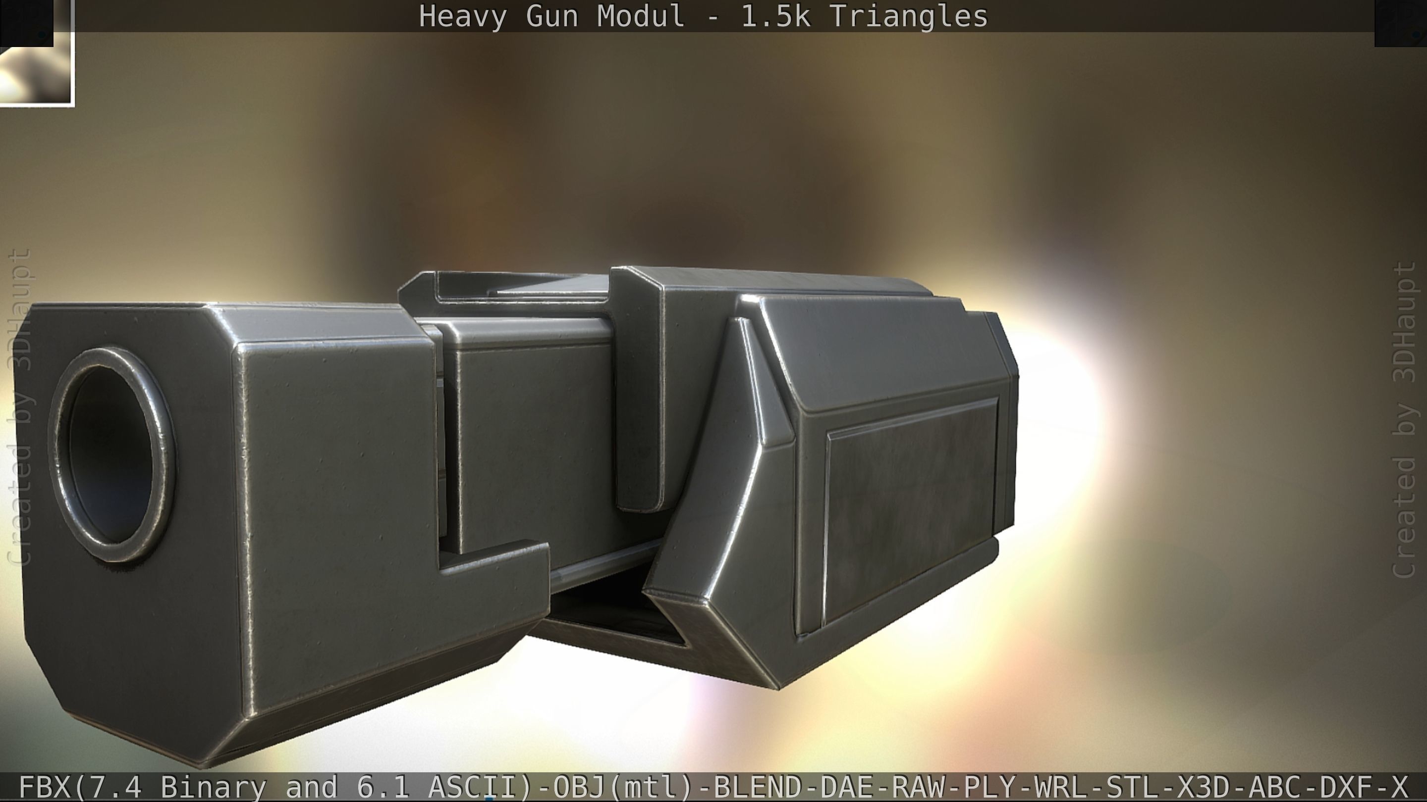 Heavy Gun Modul Animated Low-poly 3D model_25