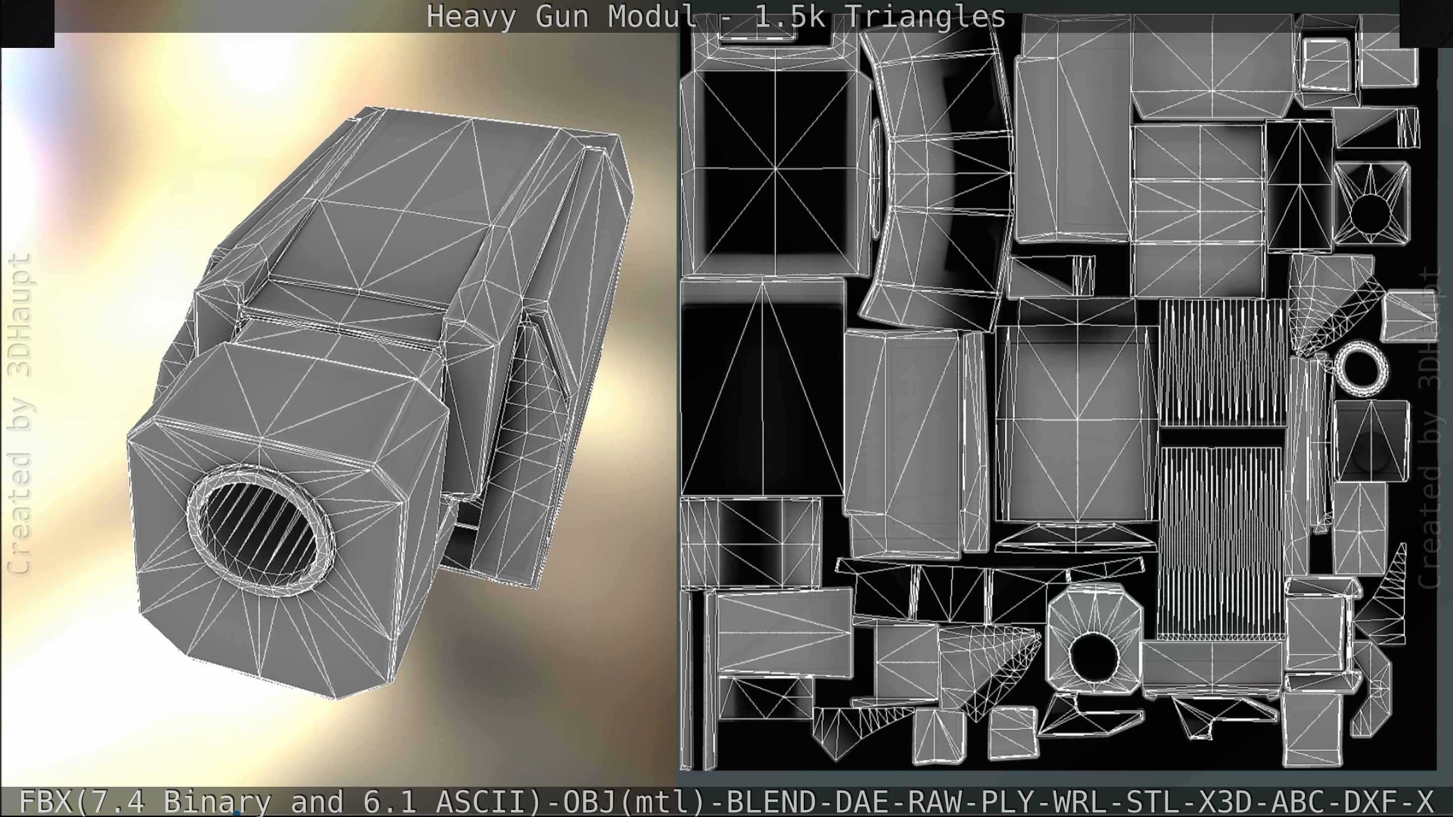 Heavy Gun Modul Animated Low-poly 3D model_219