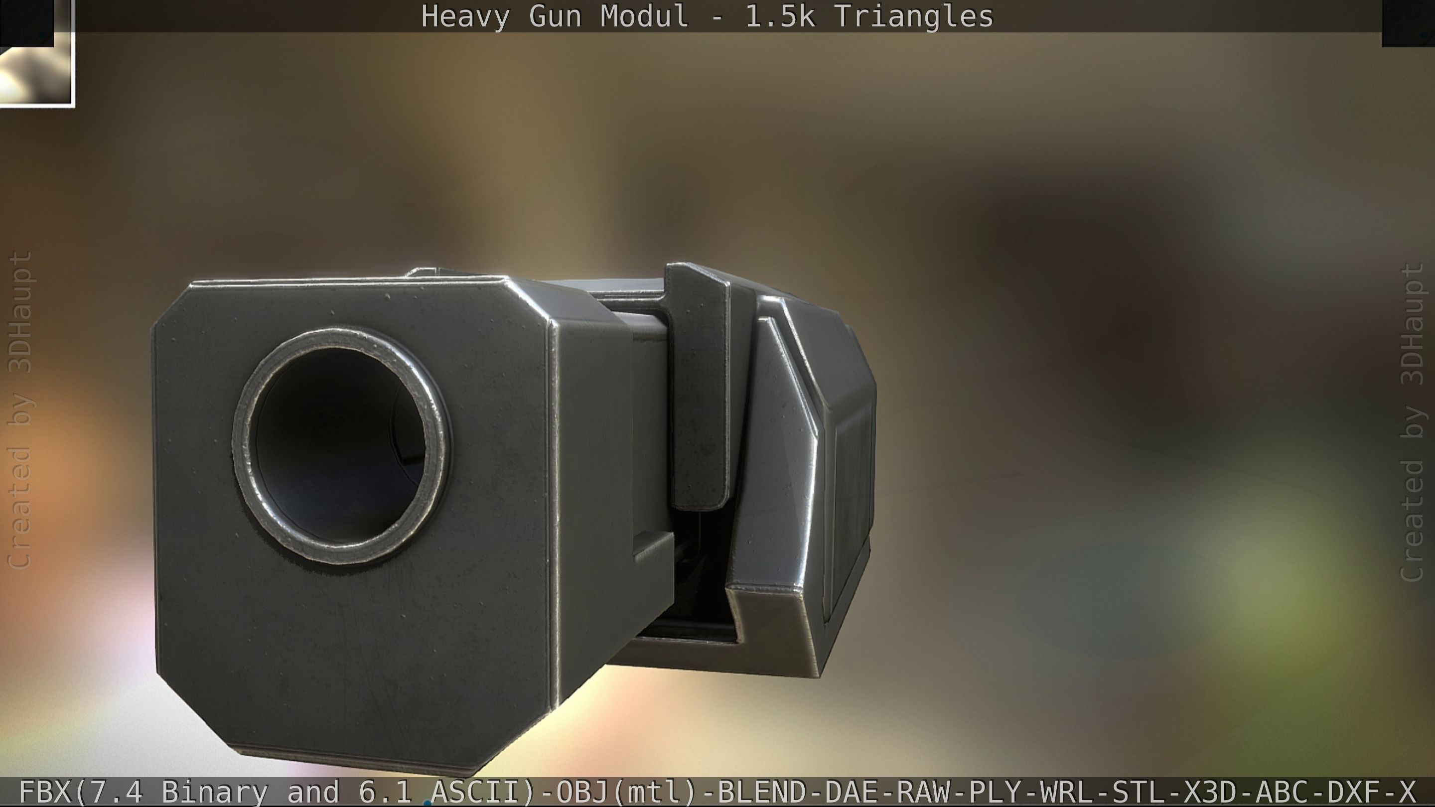 Heavy Gun Modul Animated Low-poly 3D model_24