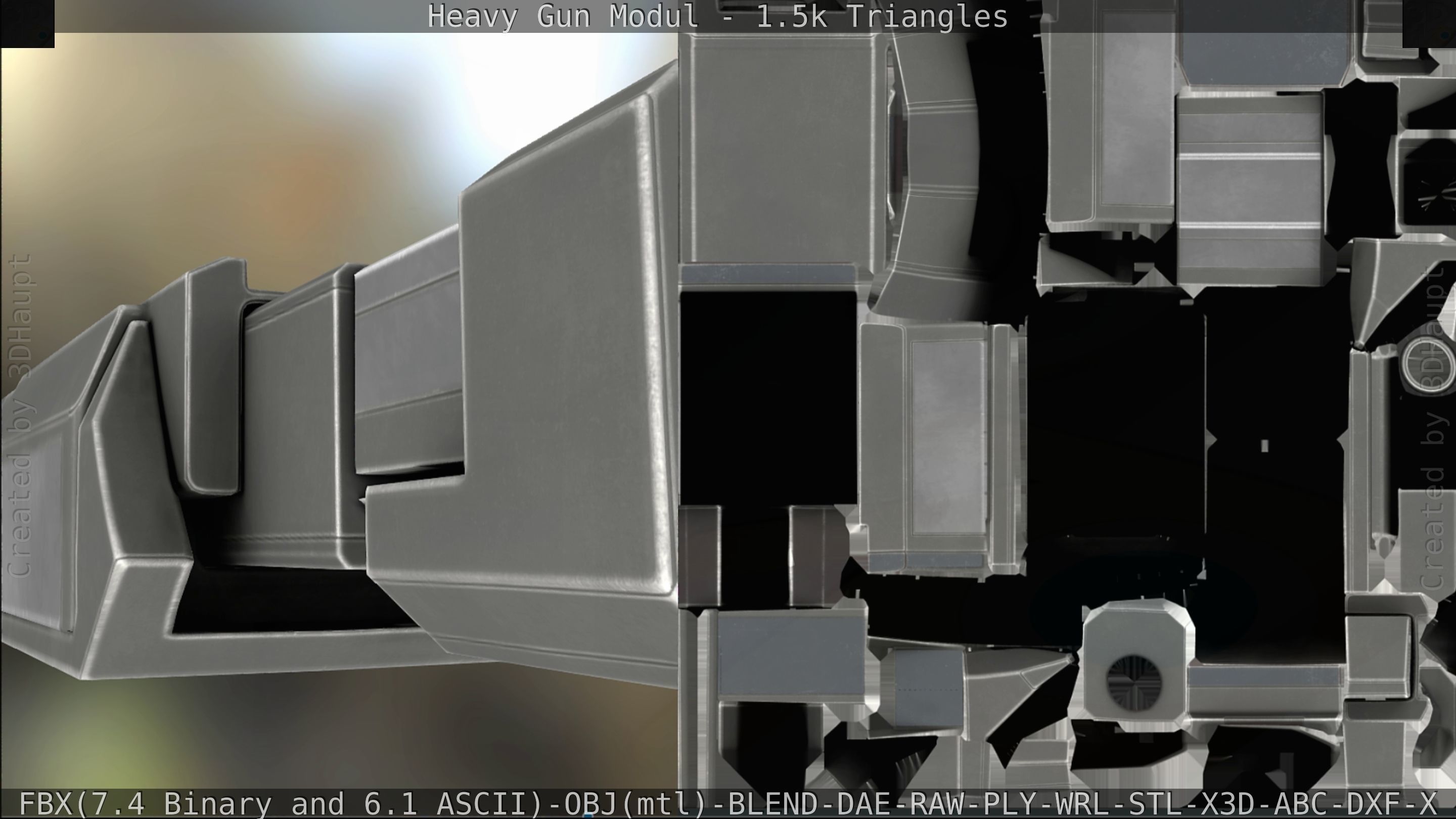 Heavy Gun Modul Animated Low-poly 3D model_149
