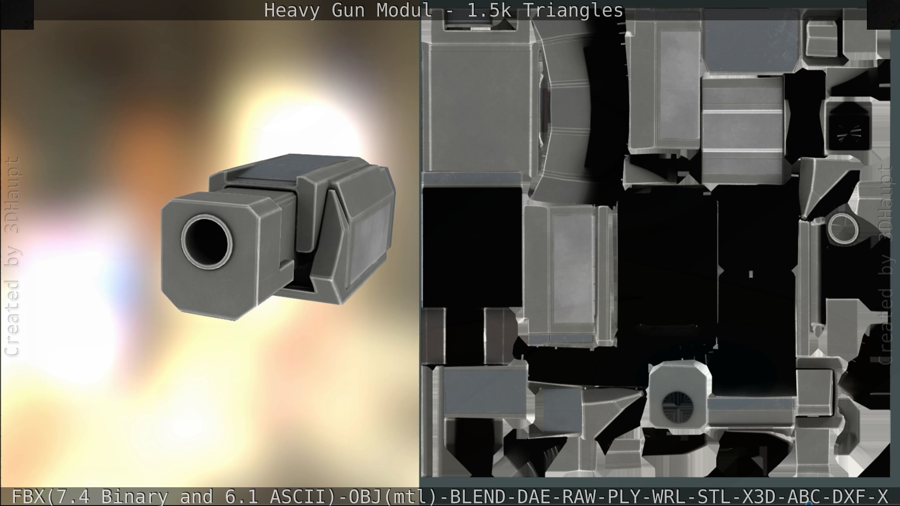 Heavy Gun Modul Animated Low-poly 3D model_159