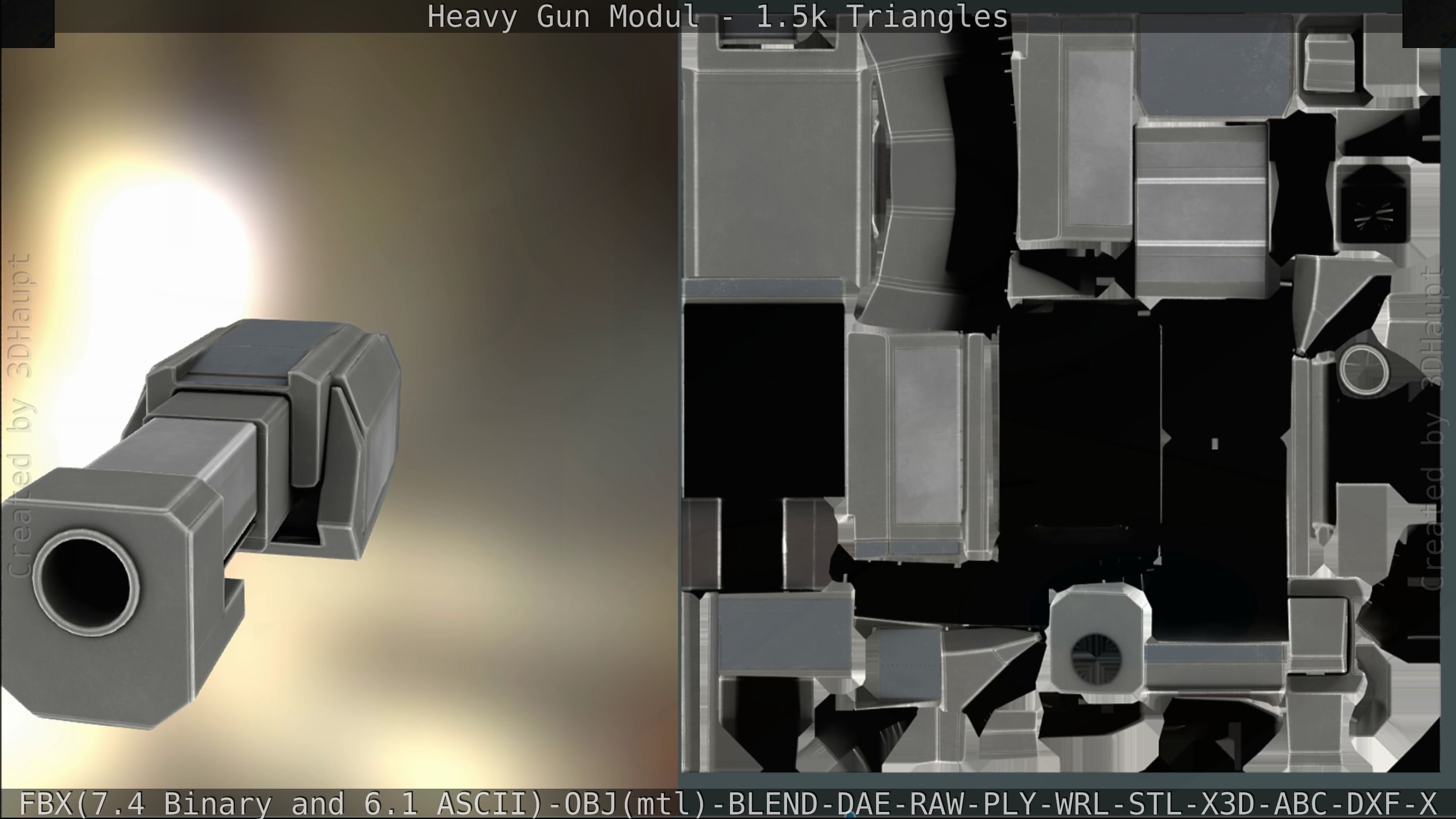 Heavy Gun Modul Animated Low-poly 3D model_153