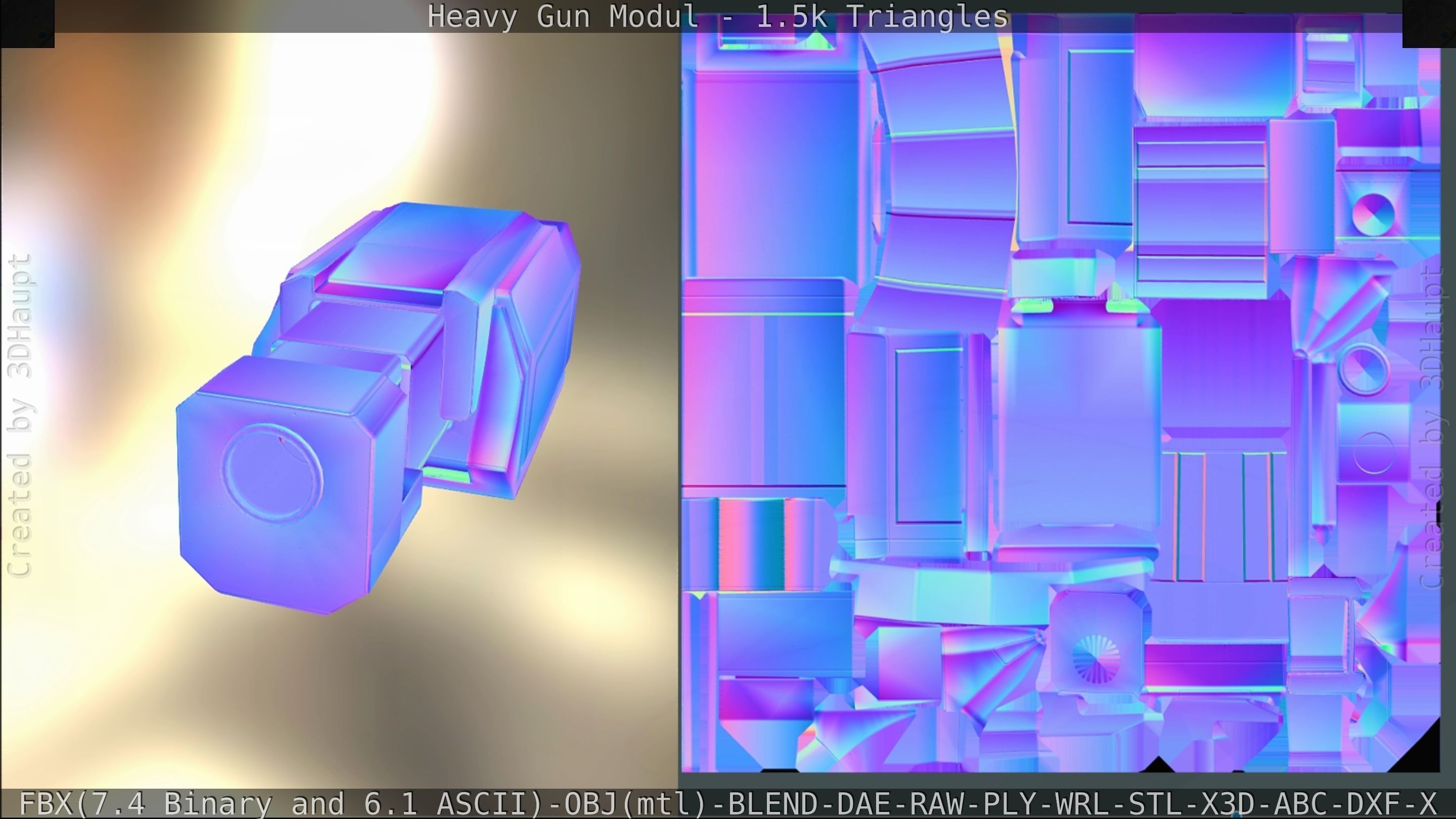 Heavy Gun Modul Animated Low-poly 3D model_182