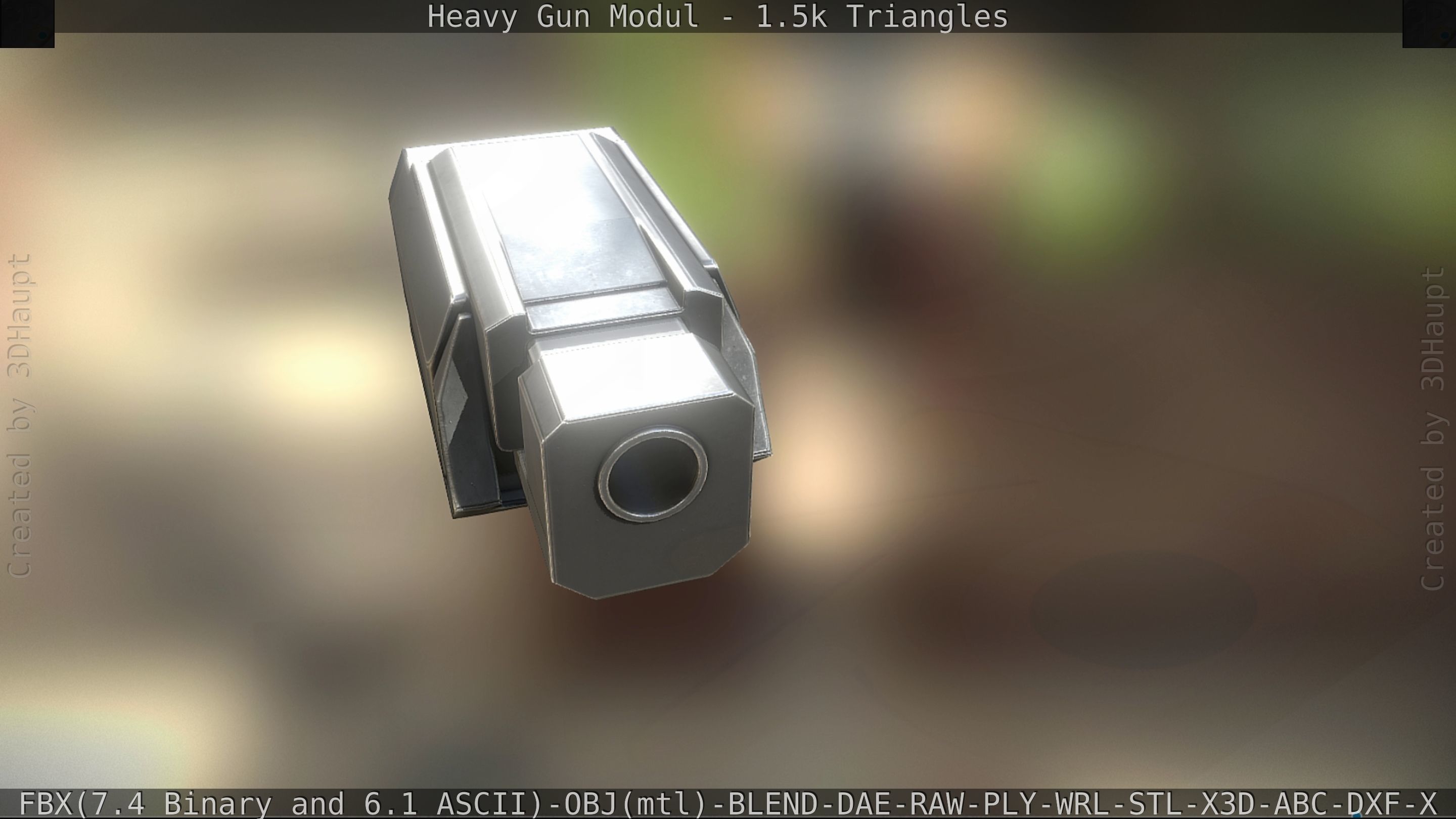 Heavy Gun Modul Animated Low-poly 3D model_13