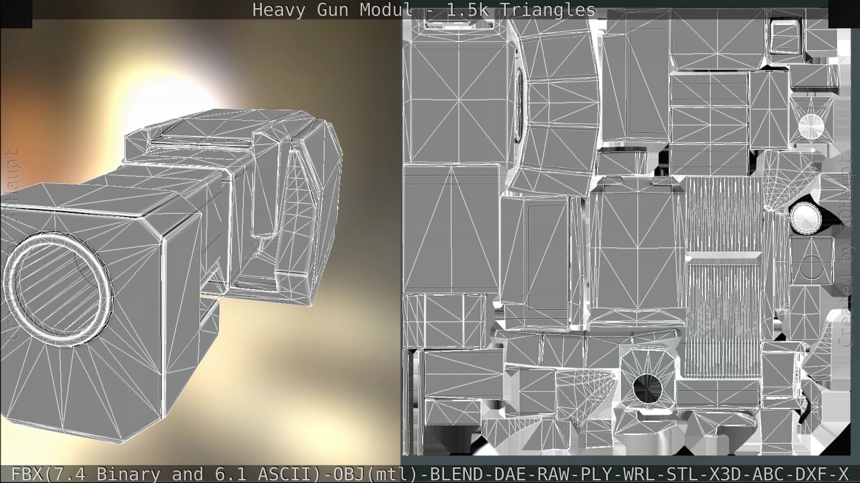Heavy Gun Modul Animated Low-poly 3D model_221