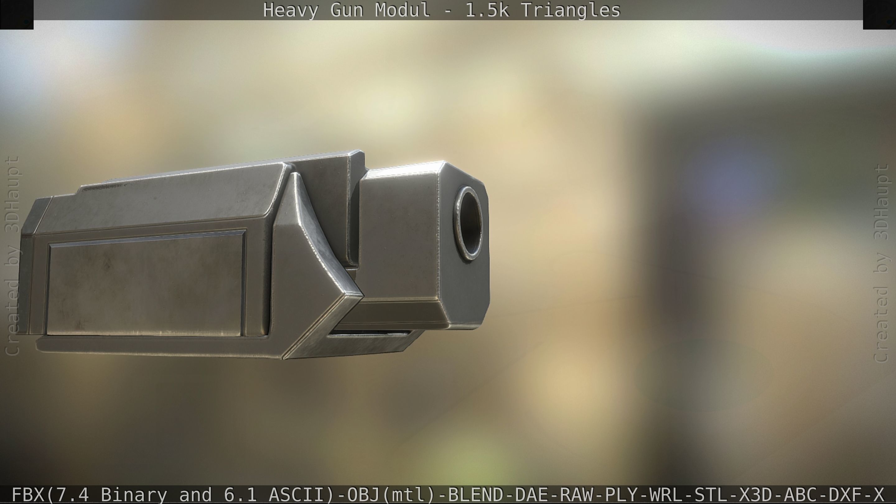 Heavy Gun Modul Animated Low-poly 3D model_15
