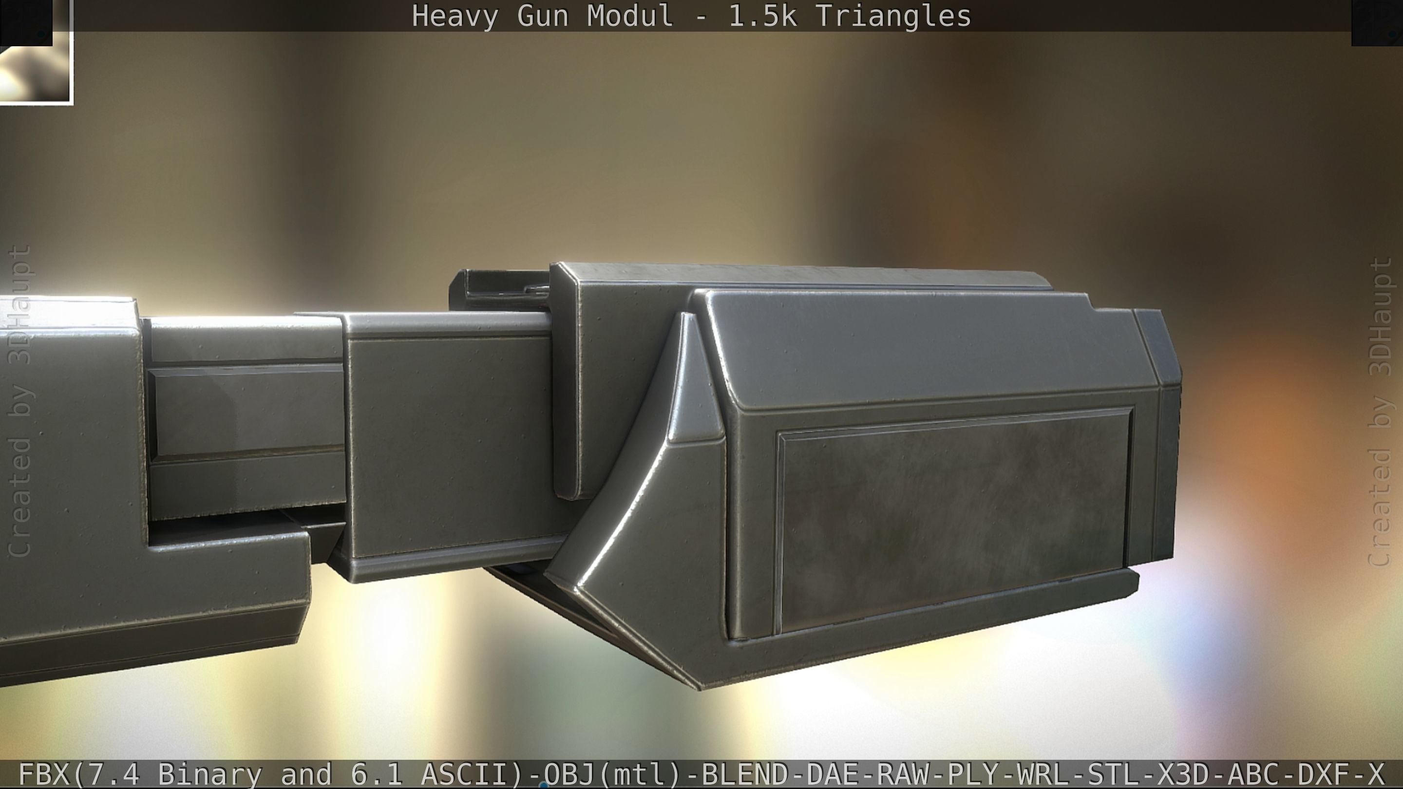 Heavy Gun Modul Animated Low-poly 3D model_26