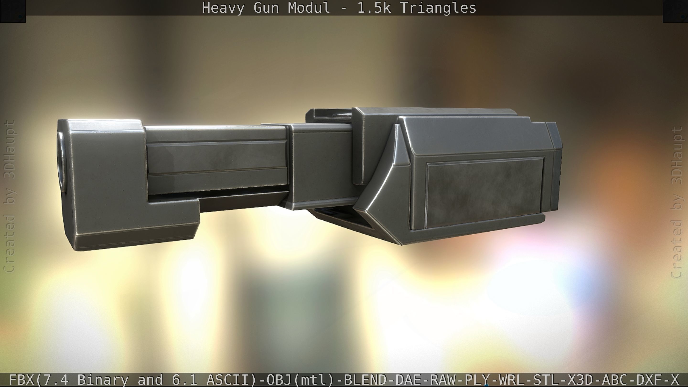 Heavy Gun Modul Animated Low-poly 3D model_12