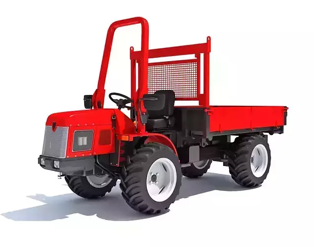 Compact Farm Transporter Tractor Trailer 3D model
