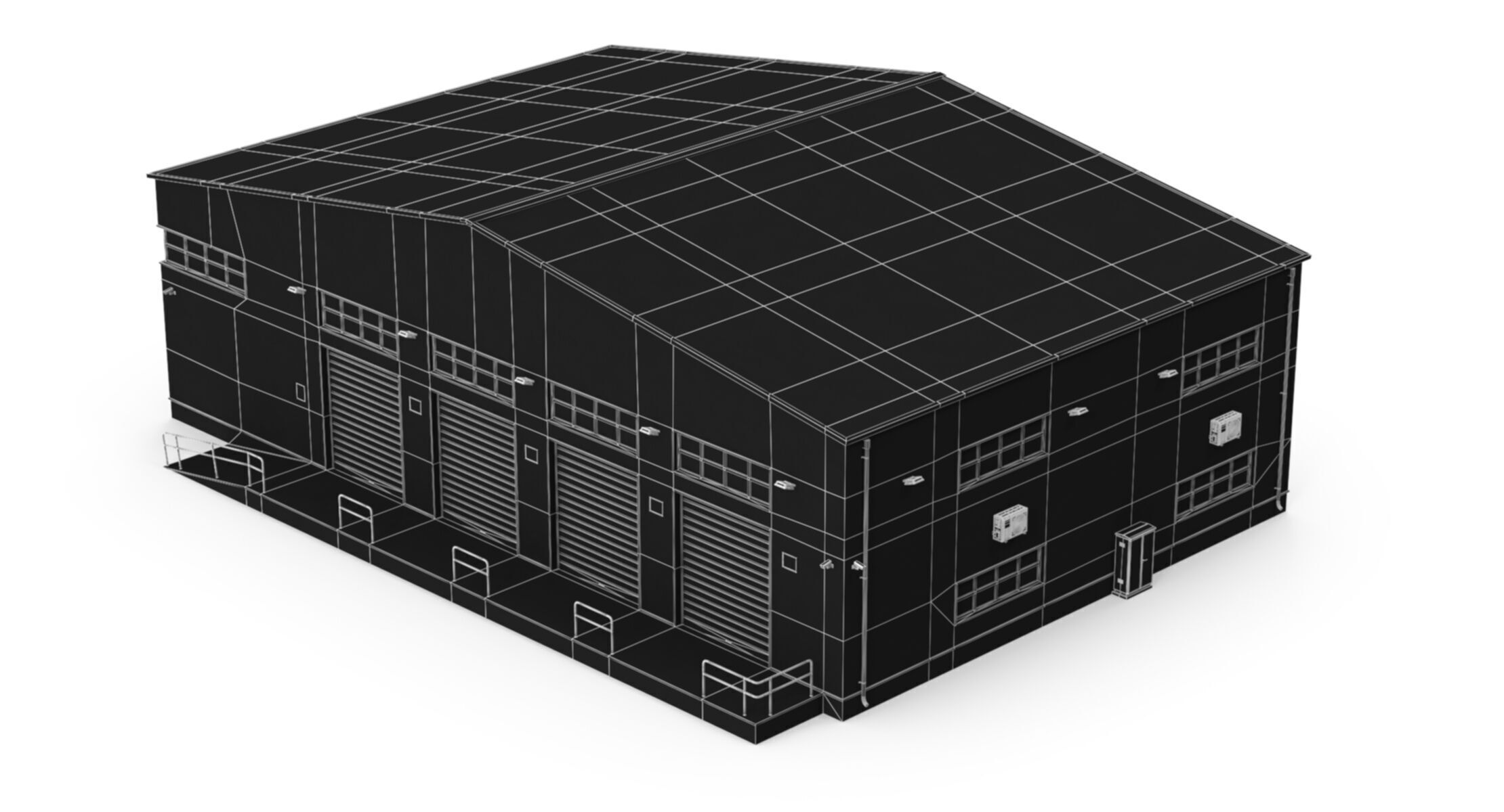 Industrial Building Low-poly 3D model_6