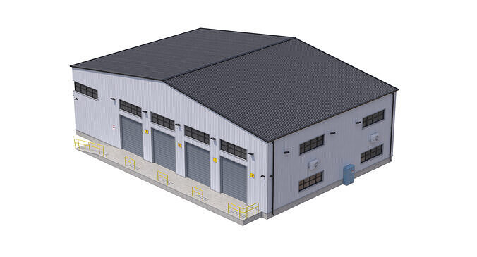 Industrial Building Low-poly 3D model