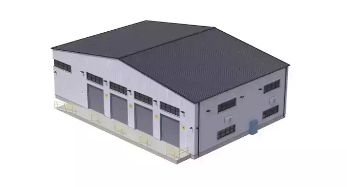 Industrial Building Low-poly 3D model