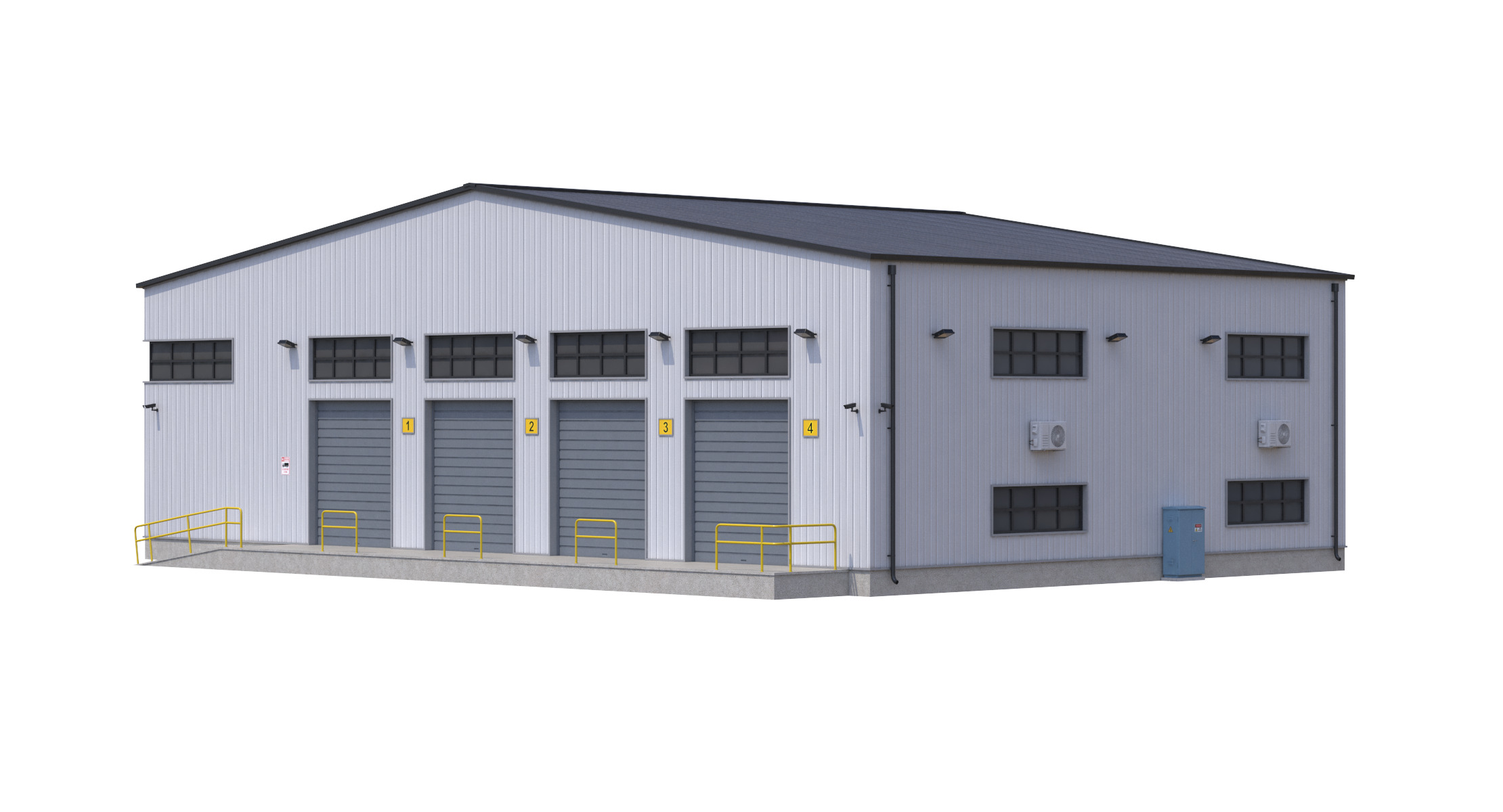 Industrial Building Low-poly 3D model_2