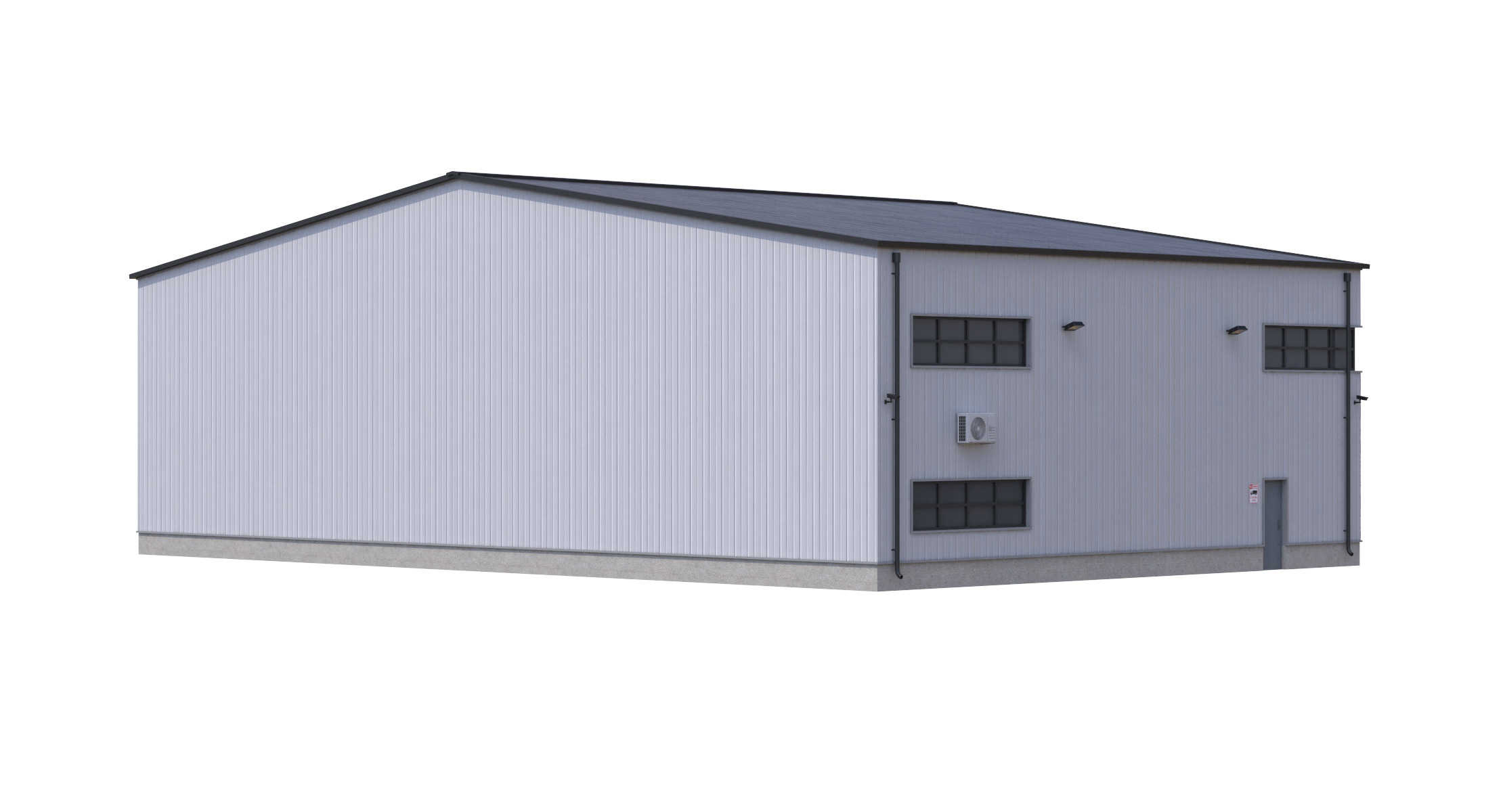 Industrial Building Low-poly 3D model_3