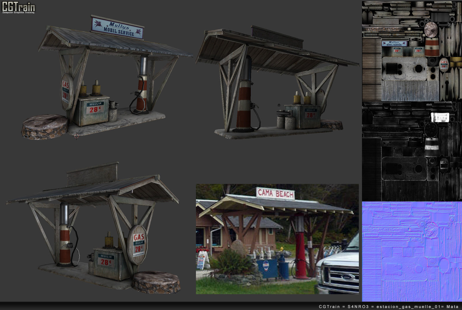 Antique Gas Station Low-poly 3D model_5