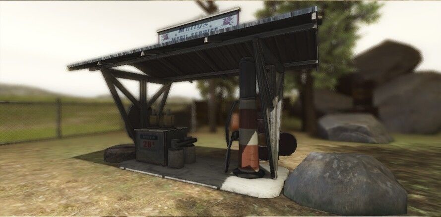 Antique Gas Station Low-poly 3D model_4