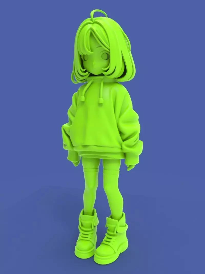 Cute anime girl Free 3D print model_9