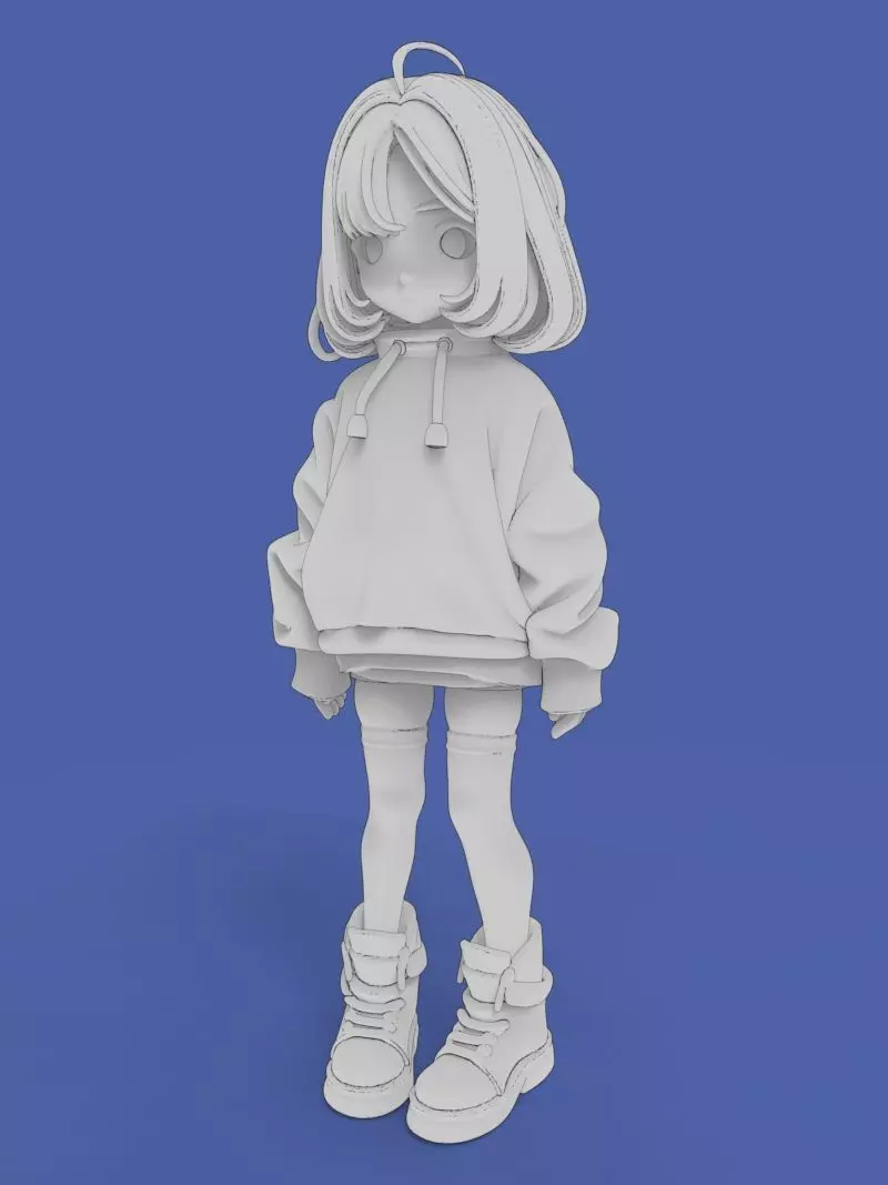 Cute anime girl Free 3D print model_7