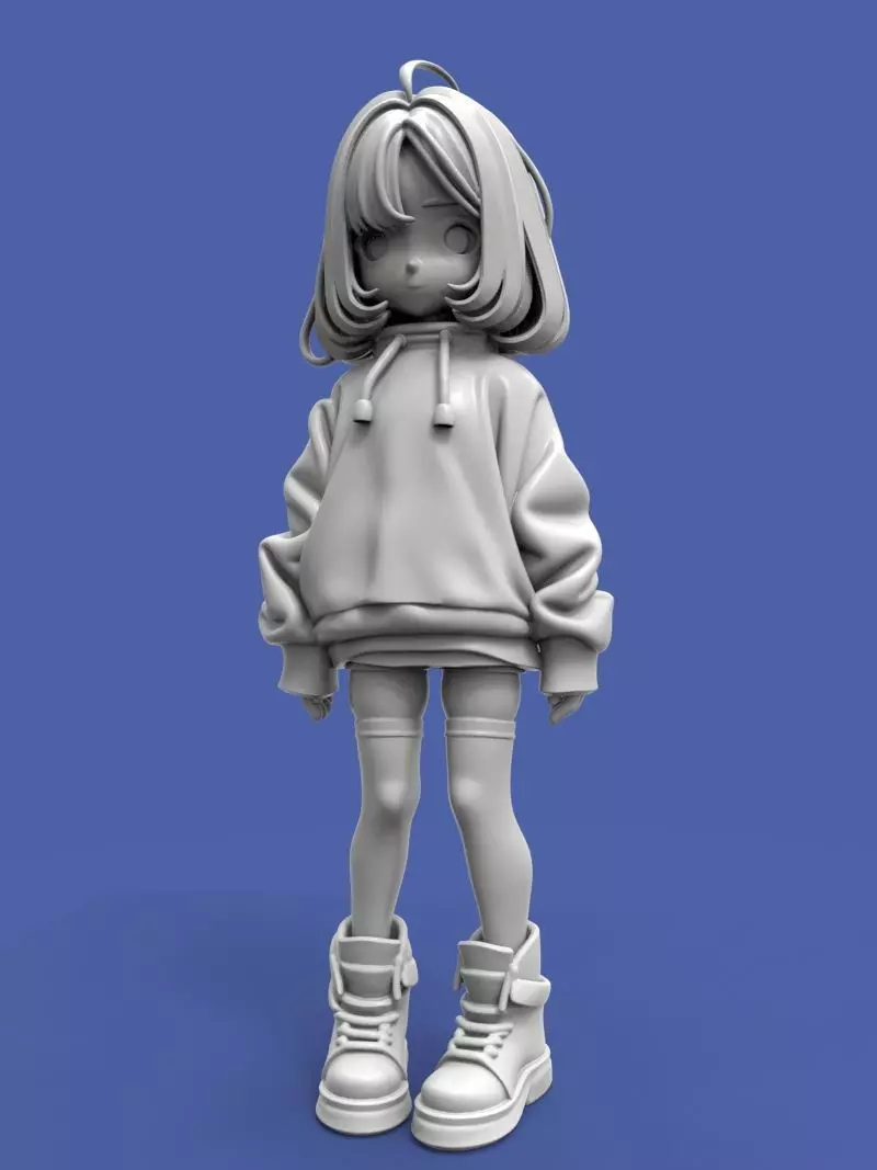 Cute anime girl Free 3D print model_0