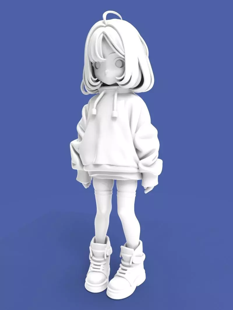 Cute anime girl Free 3D print model_11