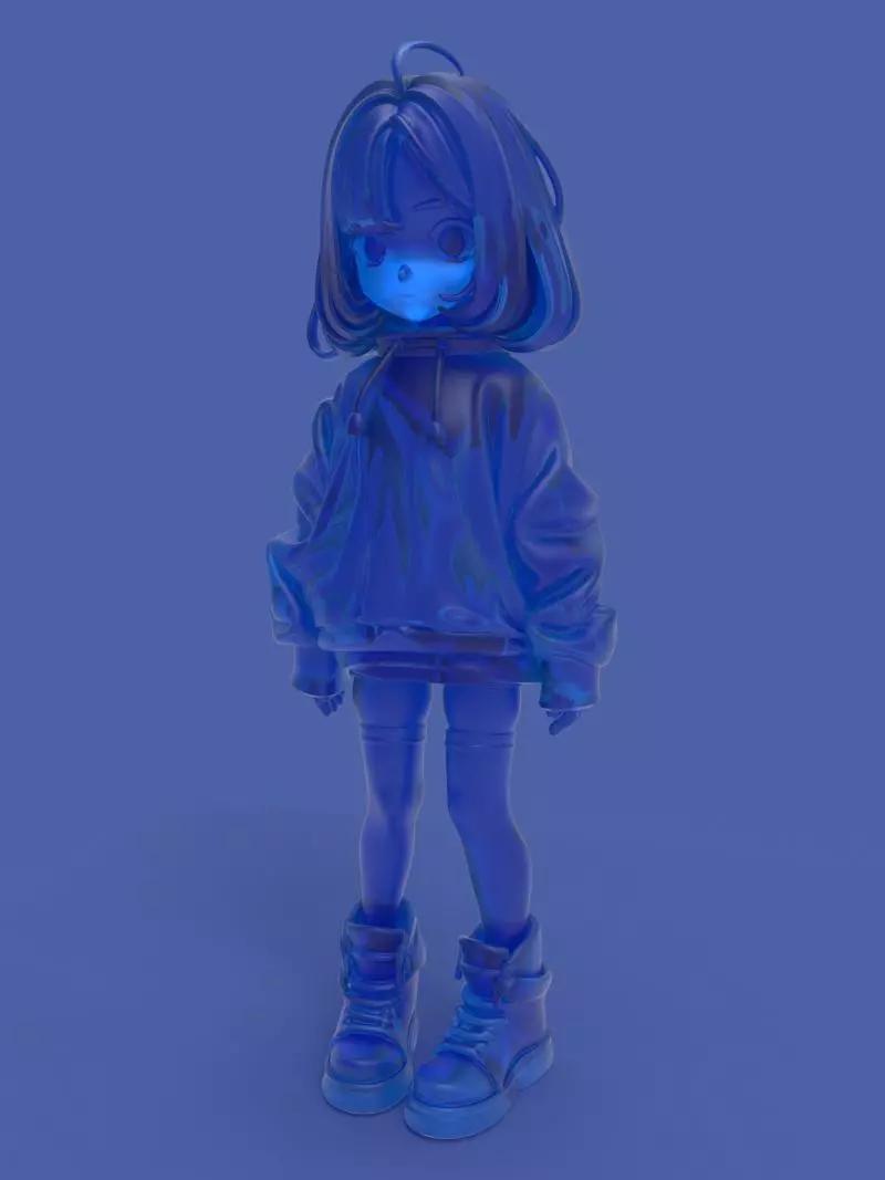 Cute anime girl Free 3D print model_8