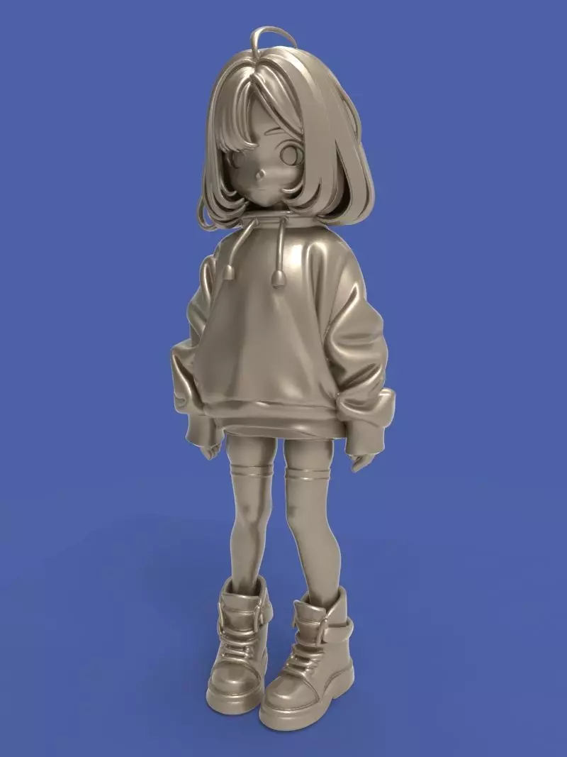 Cute anime girl Free 3D print model_4