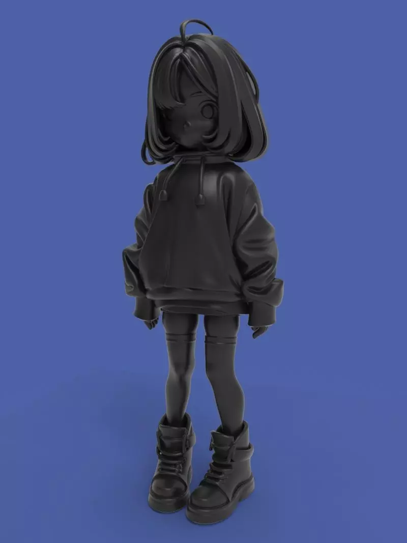 Cute anime girl Free 3D print model_10