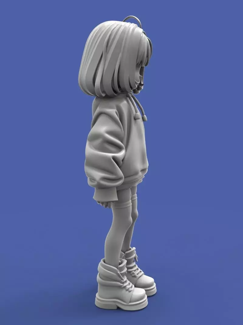 Cute anime girl Free 3D print model_3