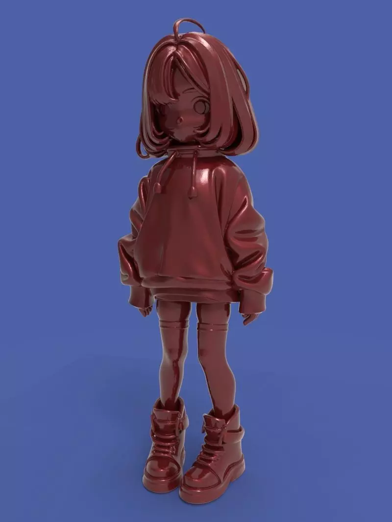 Cute anime girl Free 3D print model_5