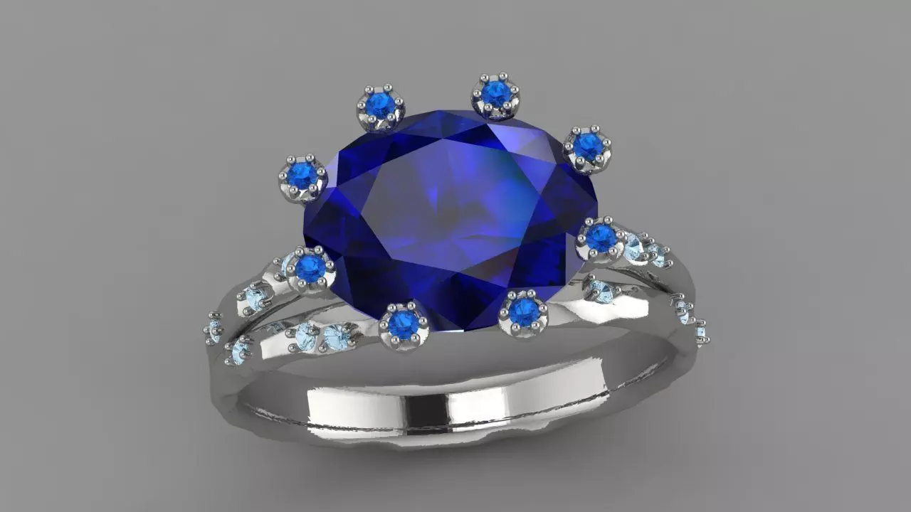 Ring Stone flower 3D print model_3