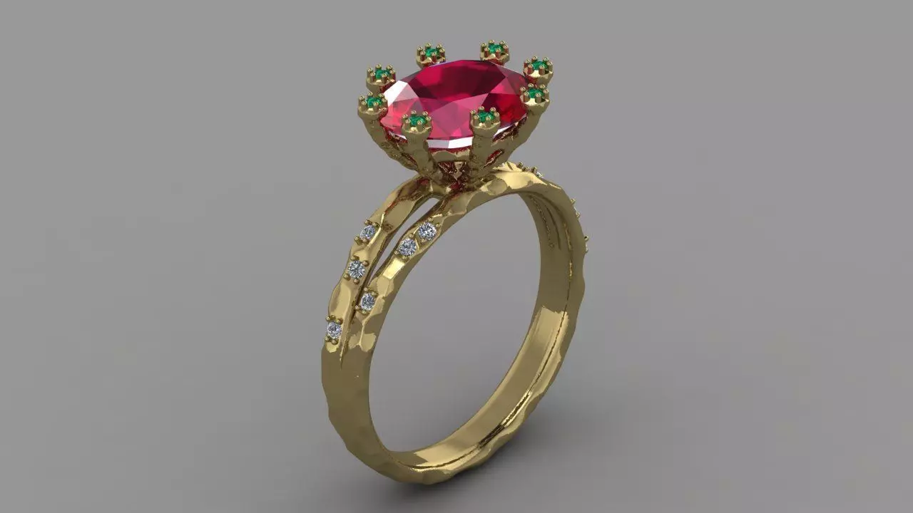 Ring Stone flower 3D print model_2