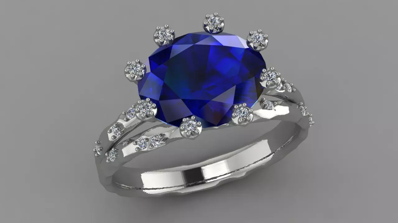 Ring Stone flower 3D print model_4