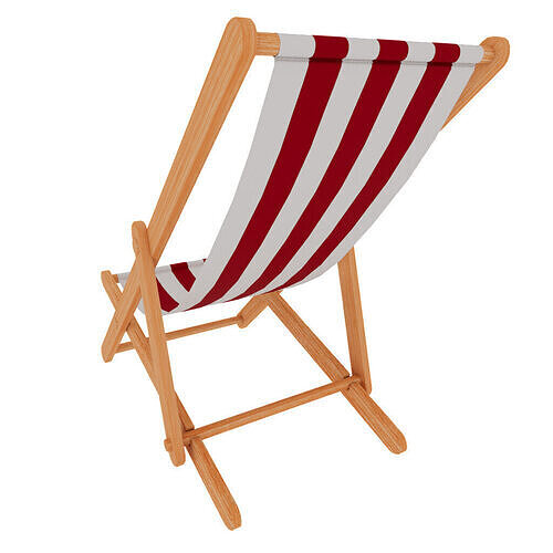 Striped Deck Chair  Low-poly 3D model