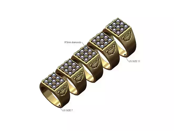 Diamond Claddagh heart crown sides signet ring US sizes 7to11