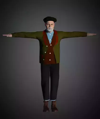 An Old Man With full dressed Low-poly 3D model