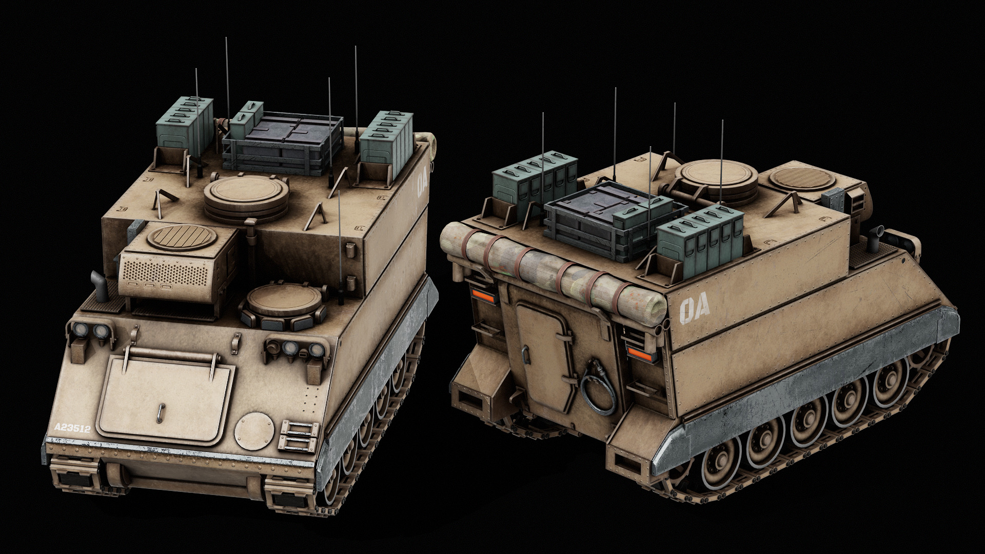 M577A2 - Army Vehicle - Commander - Tank Low-poly 3D model_6
