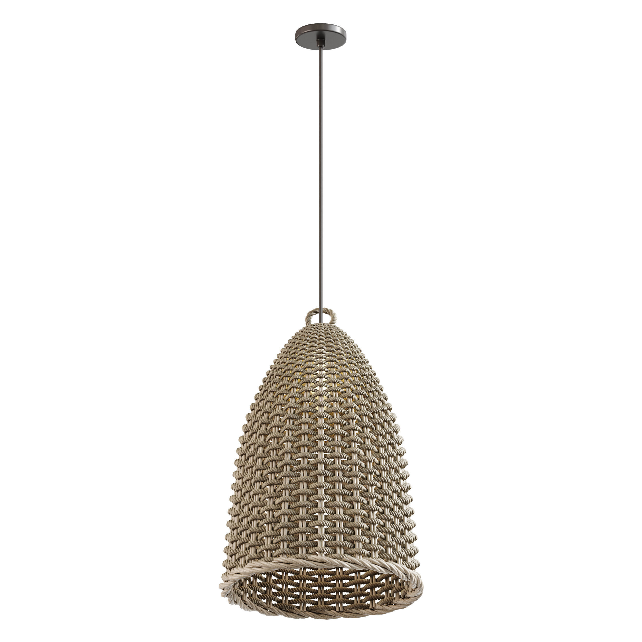 Rattan Bell Pendant Light 3D model_1