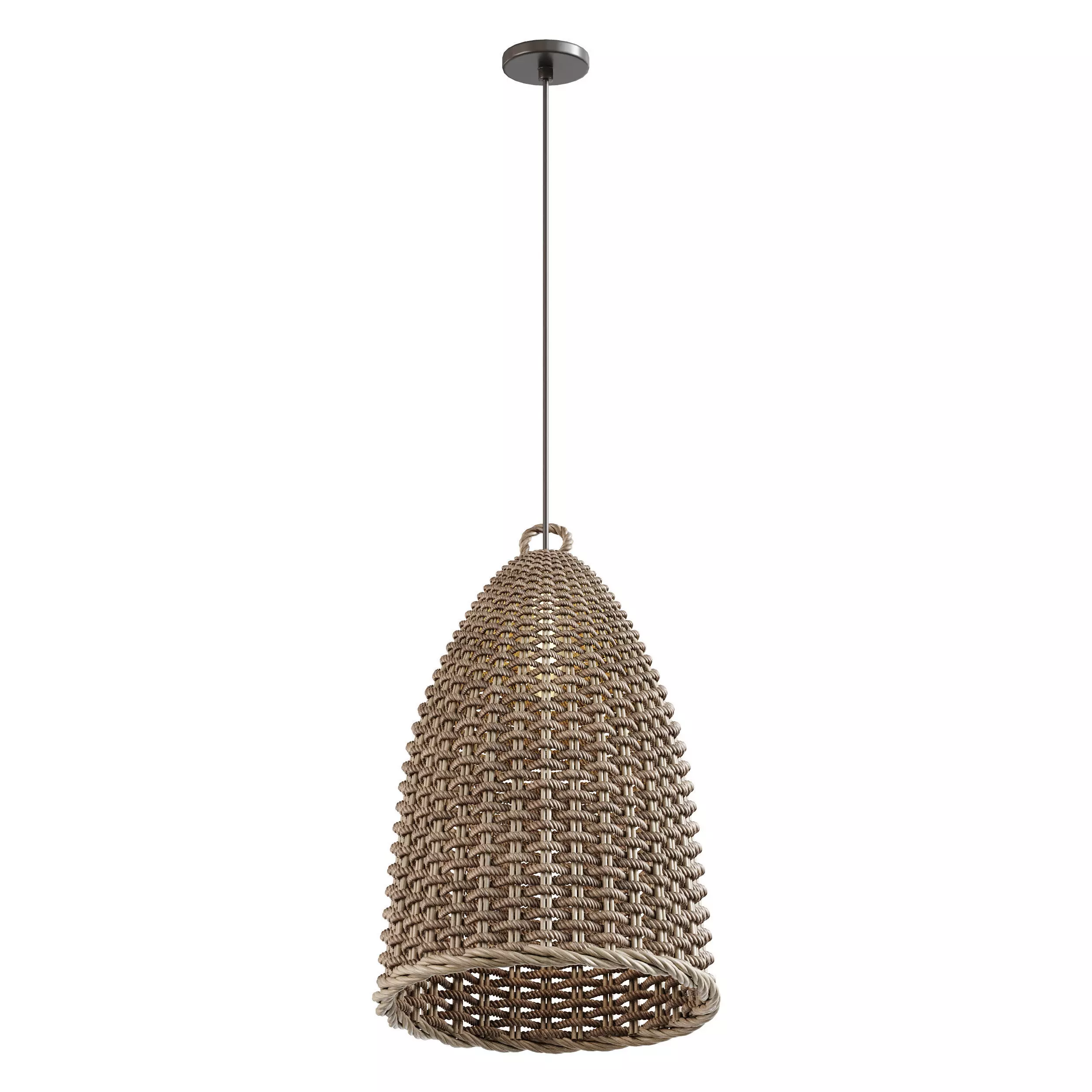 Rattan Bell Pendant Light 3D model_0