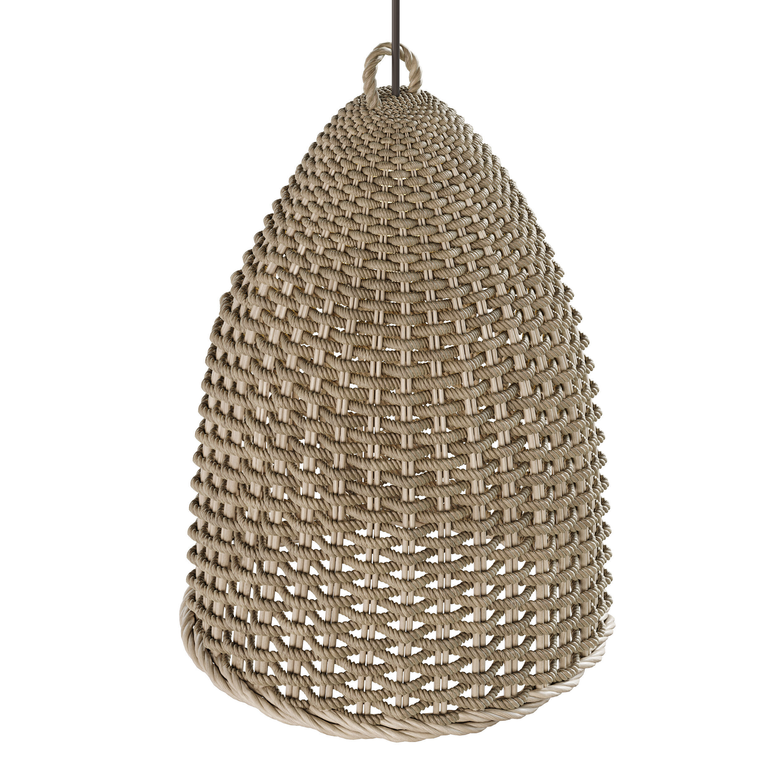 Rattan Bell Pendant Light 3D model_2